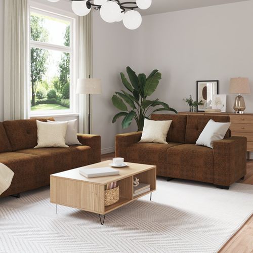 Set De Canapés Vidaxl Ensemble De 2 Marron Tissu Stylé Contemporain