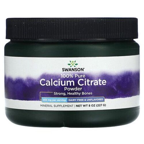 Swanson Poudre De Citrate De Calcium 100 % Pur, Sans Arôme, 350 Mg, 227 G 