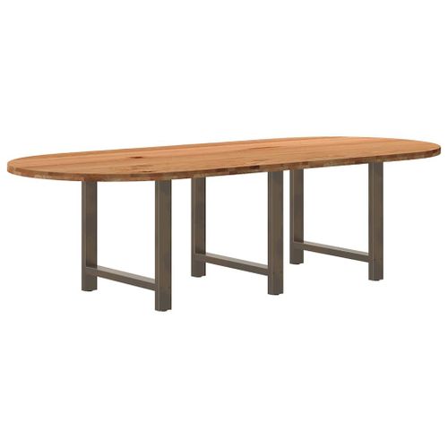Vidaxl Table À Manger Marron Clair Bois De Chêne Massif Ovale