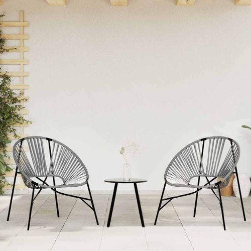 Vidaxl Lot De 3 Chaise De Jardin Noir Et Gris Clair Résine Tressée