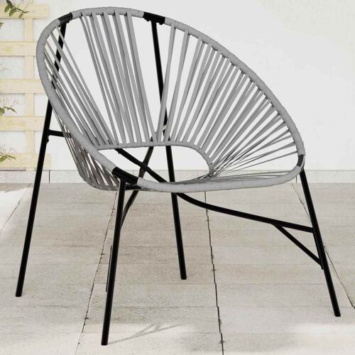 vidaXL Chaise ?uf de jardin noir et gris clair résine tressée