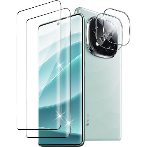 CAUC-Verre Trempé pour Xiaomi Redmi Note 14 Pro Plus/Note 14 Pro+ 5G, 2 Pièces 3D Film Protection écran et 2 Pièces Caméra Arrière Protecteur, Films Protector Ultra Resistant Vitre Protège Écran