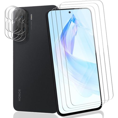 CAUC-Verre Trempé pour Honor 90 Lite 5G, Honor 90 Lite Protection écran. Contenir 3 Pièces Protection et 3 Pièces d'objectif Arrière Protecteur - Protection écran pour Honor 90 5G Lite