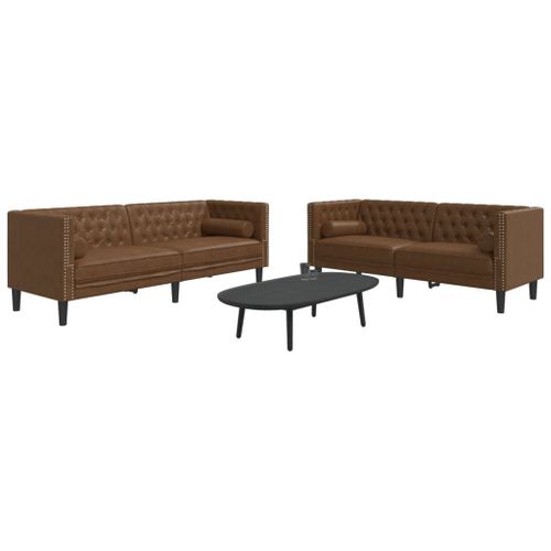 Vidaxl Ensemble De Canapé Chesterfield Et Traversins 2 Pcs Marron