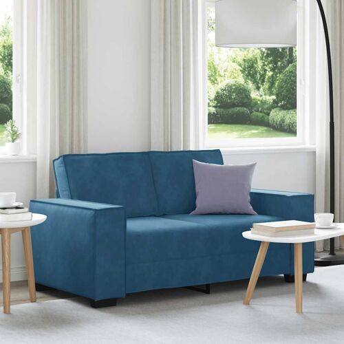 vidaXL Canapé à 2 places Bleu 120 cm Velours