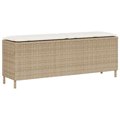 Vidaxl Banc De Jardin Avec Coussin Beige 110x30x40,5 Cm Résine Tressée
