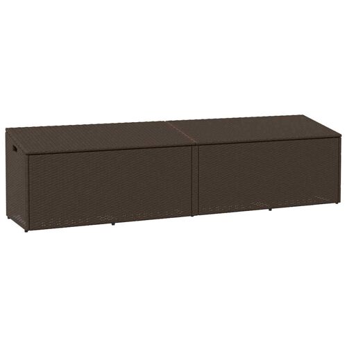 Vidaxl Boîte De Rangement De Jardin Marron 220x50x58 Cm Résine Tressée