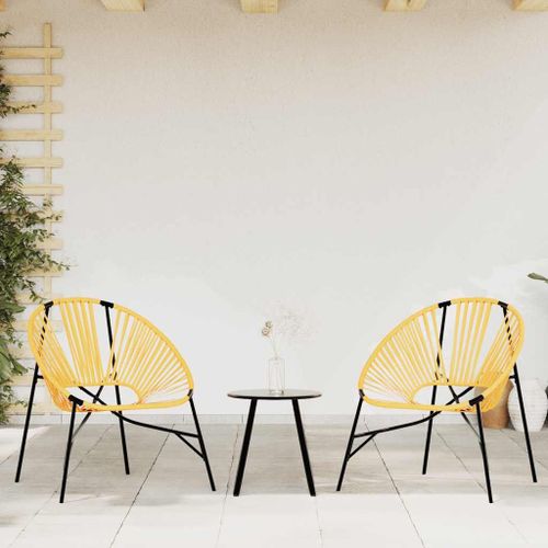 Vidaxl Lot De 3 Chaise De Jardin Noir Et Jaune Résine Tressée
