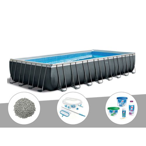 Kit piscine tubulaire Intex Ultra XTR Frame rectangulaire 9,75 x 4,88 x 1,32 m + 20 kg de z?olite + Kit de traitement au chlore + Kit d'entretien