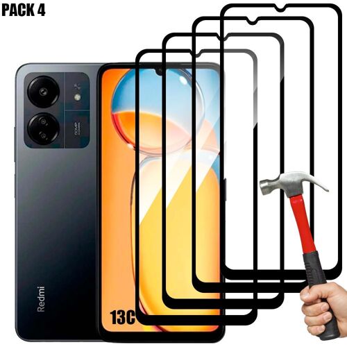 Pack-4 Verre Trempé Intégral Pour Xiaomi Redmi 13c - Protection D'écran Antichoc - E.F.Connection