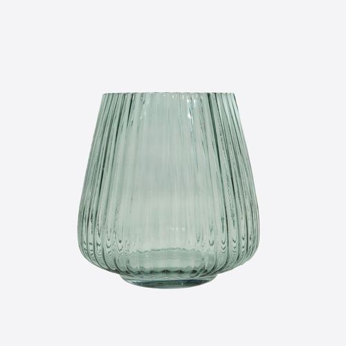 Vase en verre vert d17.7 h18cm point virgule
