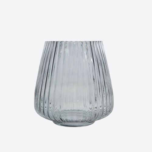 Vase en verre bleu d17.7 h18cm