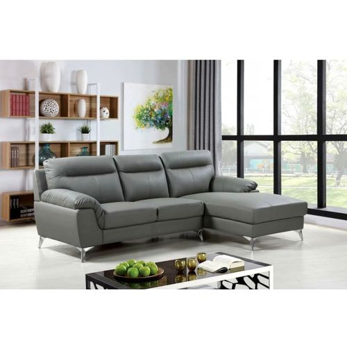 Canapé d'angle / cuir / gris