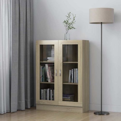 Vidaxl Armoire À Vitrine Chêne Sonoma 82,5x30,5x115 Cm Bois Ingénierie