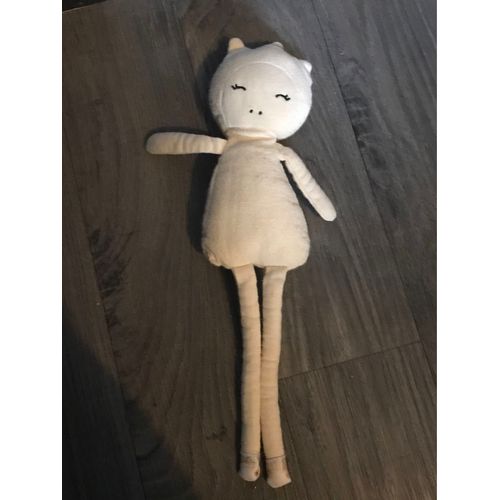 Poupée Hochet Fabelab® Licorne Merveilleuse 28 Cm Blanche Coton Bio Gots - Jouet Bio Scandinave