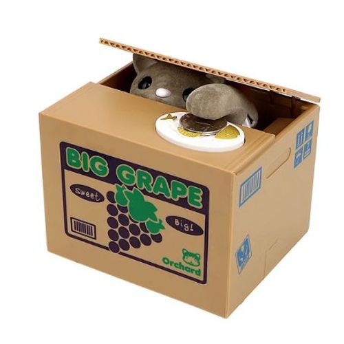 Tirelire automatique chat le chaton gris sort pour attraper la piece de monnaie en mieulant KrasnoCat Steal, jolie boîte d'économie d'argent, cadeau pour enfants - NEUF - Envoi très RAPIDE et SOIGNE.