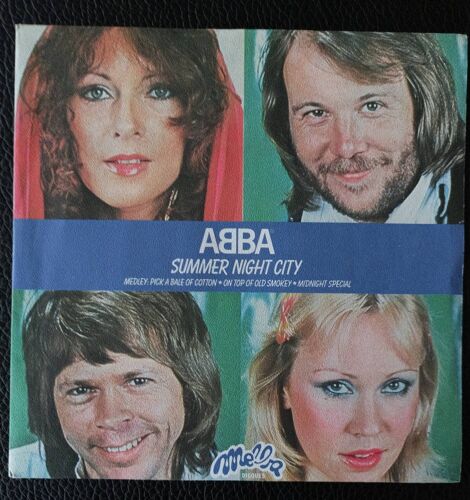 Abba - Summer Night City (3'34) + Medley : Pick A Bale Of Cotton On Top Of Old Smokey Midnight Special (4'21) - 1978 Original French Press Paper Label Melba Sp/45rpm/7" - Boutique Axonalix