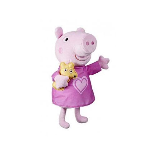 Peppa Pig - Peluche Musicale 28 Cm Avec Doudou Ourson, Rose - Chante En Francais - Berceuse Bebe - Set Bonne Nuit Et Carte