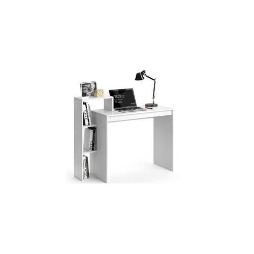 Bureau Informatique Meuble En Bois Blanc Design Moderne Compartiment Ouvert Étagère Bibliothèque Table D'ordinateur PC Maison Chambre Salon