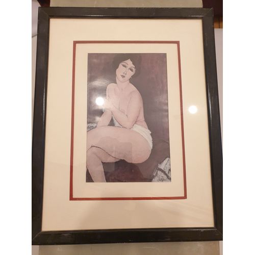 Modigliani, Nu Assis Sur Un Divan, Bel Encadrement