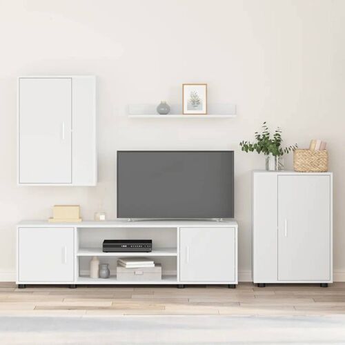 vidaXL Ensemble de meuble TV 4 pièces 4 pcs Blanc Bois d'ingénierie