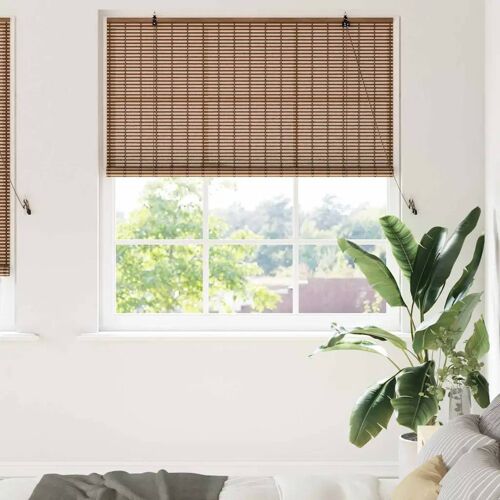 Vidaxl Store De Fenêtre Avec Des Rideaux Marron 150 X 220 Cm Bambou