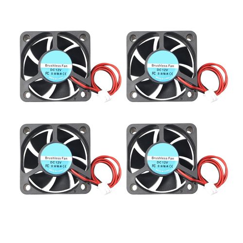 Lot De 4 Mini Ventilateurs De Refroidissement Silencieux Sans Balais 50X50X20 Mm 5020 Dc 12 V Avec Terminal À 2 Broches Compatible Avec Imprimante 3D Pc Cpu Boîtiers D'Ordinateur