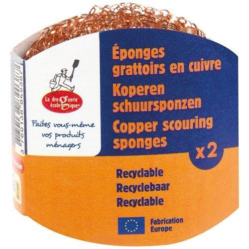2 éponges grattoirs en cuivre La Droguerie Ecologique