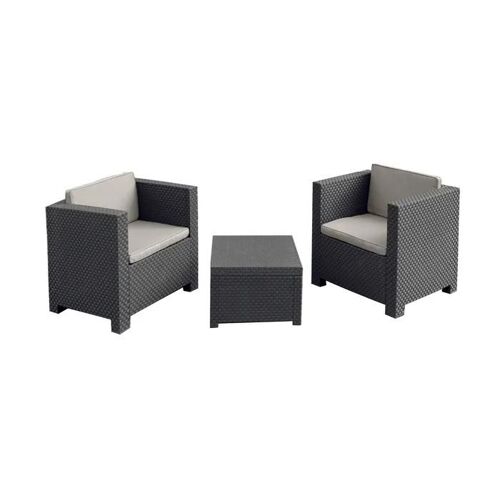 Salon De Jardin - Shaf - Diva Tete À Tete - 2 Personnes - Résine Tressée - Gris Anthracite