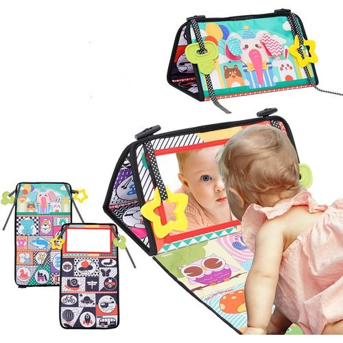 Miroir Pour Bébé Eveil, Miroir Montessori Jouet Pliable Pour Bébé, Motif Contrasté Noir Et Blanc Pour Nouveau-Nés, Stimulation Visuelle, Auditive Et Tactile