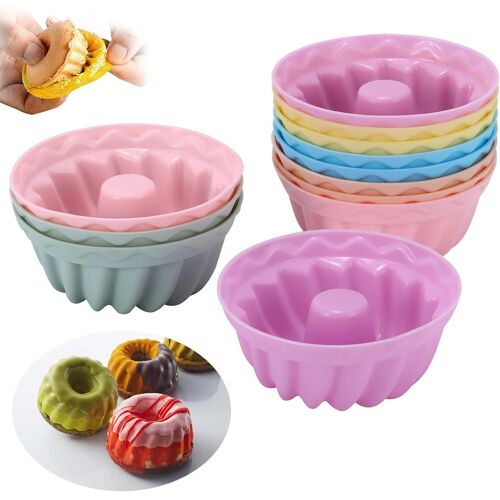 Kalanka-Ensemble De Moules À Gâteau En Silicone De 12 Pièces Les Petits Gâteaux Peuvent Être Réutilisés. Petits Moules À Muffins En Carton En Six Couleurs