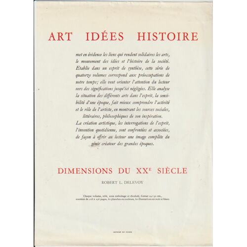Livre Authentique Robert Delevoy - Art Idées Histoire - Dimension Du Xxe Siècle - Editions Skira - 60 Étiquettes Couleur 2 Pages Dépliantes 2 Volets - 24x31x3 Cm - 225 Pages 1,8 Kg