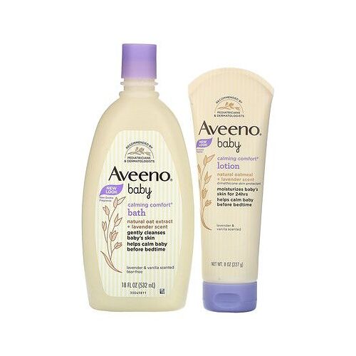 Aveeno Bébé, Coffret Bain + Lotion Apaisante, Lavande Et Vanille, Ensemble 2 Pièces 