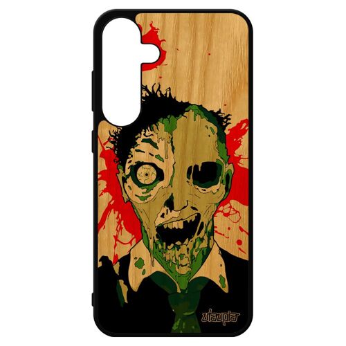 Coque En Bois Mort Vivant Samsung Galaxy S24+ Plus Silicone Bumper Rigide Epouvante Tache De Sang Spectre Fin Du Monde Eclaboussure