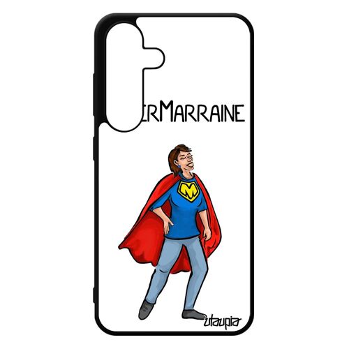 Coque Silicone Pour Samsung S24 Super Marraine Rigide Texte Humour Comics Drole Heros Antichoc Enfant Pas Cher Blanc Dessin Galaxy