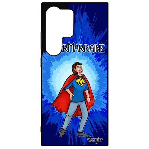 Coque Pour Galaxy S24 Ultra Silicone Super Marraine Bande Dessinée Alu Bleu Comics Humoristique Drole Texte Housse Heros 4g Samsung