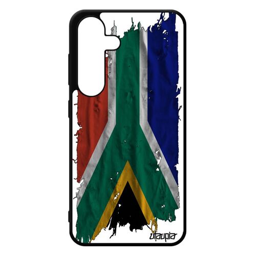 Coque Galaxy S24 Silicone Drapeau Afrique Du Sud Africain Coupe Du Monde Coupe D'afrique Foot Noir Mobile Rugby Tissu Can De Samsung
