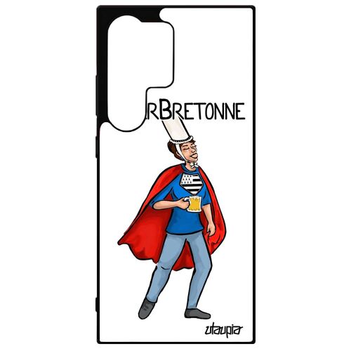 Coque Super Bretonne Samsung S24 Ultra Silicone Caoutchouc Heros Dessin Comics Blanc Bretagne Drole De Protection Etui Humour Galaxy