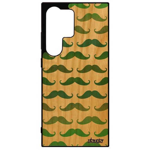 Coque Silicone Galaxy S24 Ultra En Bois Et Moustache Fantaisie Motif Homme Telephone Mobile Pas Cher Peinture Vert Antichoc Samsung