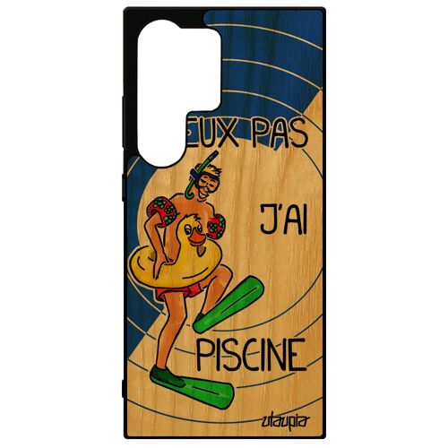 Coque Silicone Pour S24 Ultra Bois Humour J'peux Pas J'ai Piscine Drole Bleu Sport Vacances Comique Portable Antichoc Samsung Galaxy