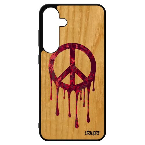 Coque Samsung S24+ Plus En Bois Silicone Peace And Love Tpu Peinture Yoga Reggae Rasta Graff Journal Violet & Motif Etui De Galaxy