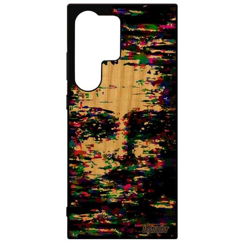 Coque Portrait Femme Samsung S24 Ultra En Bois Naturel Silicone Enfant Peinture De Protection Artistique Unique Fantome Femme Galaxy