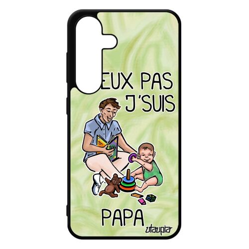 Coque Humour J'peux Pas J'suis Papa S24 Silicone Dessin Comique Drole 5g Texte Cadeau Fete Des Peres Je Jpeux Noir De Samsung Galaxy