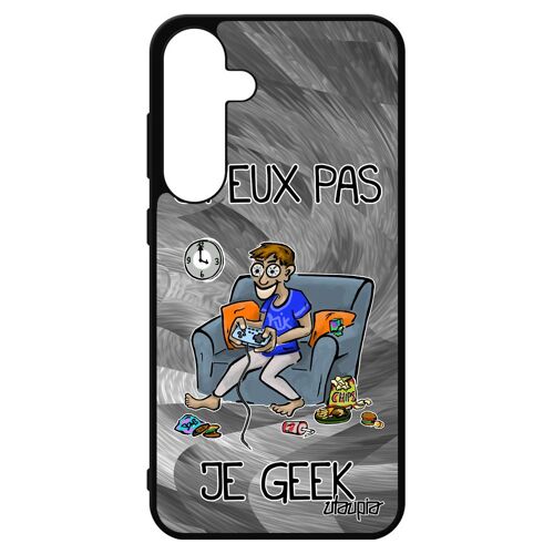 Coque J'peux Pas Je Geek Samsung Galaxy S24+ Plus Silicone Bande Dessinée Play Jeux Video Gris Je Humour Unique Console Portable 4g