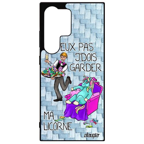 Coque Samsung S24 Ultra Silicone J'peux Pas J'dois Garder Ma Licorne Bumper Humour Tpu Noir Poney Bleu Texte Je Drole Jpeux Galaxy