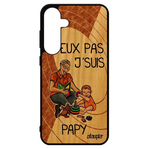 Coque Samsung S24+ Plus Bois Silicone Humour J'peux Pas J'suis Papy Humoristique Drole Etui Cadeau Fete Des Grands Peres Je Galaxy