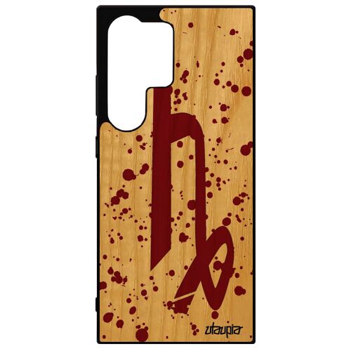 Coque Silicone S24 Ultra En Bois Signe Du Zodiaque Capricorne Portable Astrologique Original Univers Etui Horoscope Samsung Galaxy