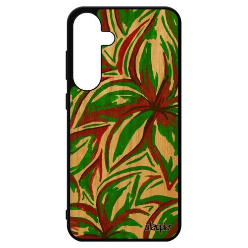 Coque Bois Fleurs Samsung Galaxy S24+ Plus Silicone Floral Souple Texture Personnalisé Telephone De Protection Vert Motif Peinture
