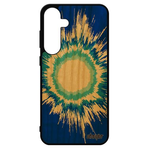 Coque Silicone Explosion Samsung S24+ Plus En Bois Souple De Protection Soleil Univers Effet Galaxie Design Bleu Motif Cadeau Galaxy