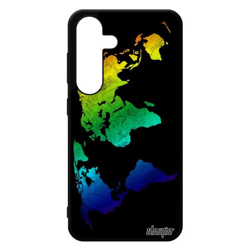 Coque Samsung S24 Silicone Carte Monde Pays Atlas 5g Original Design Texture Unique Globe Terre Case Noir Planete Motif De Galaxy